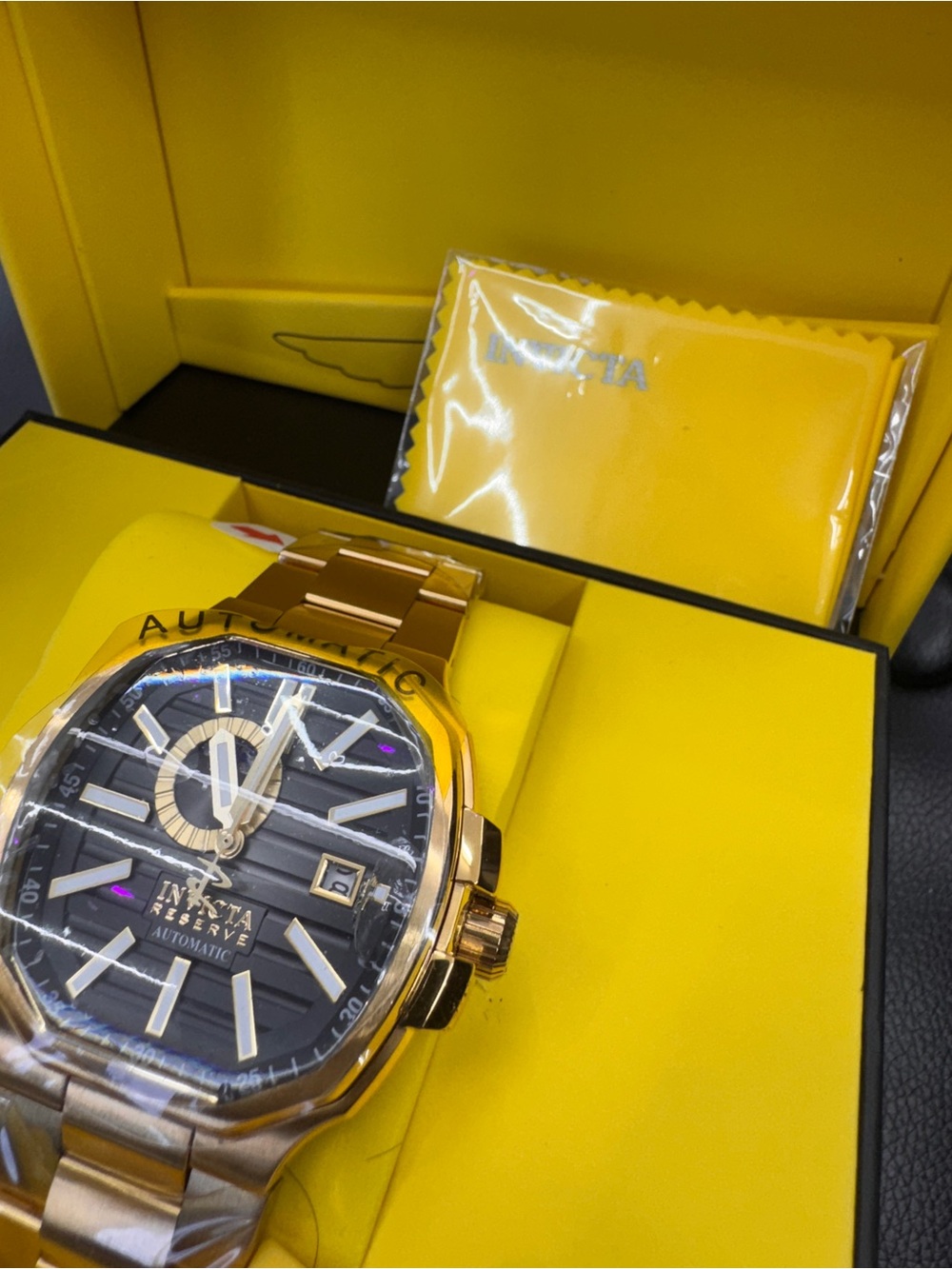 Invicta Gold Tone Men's Watch with Black Dial